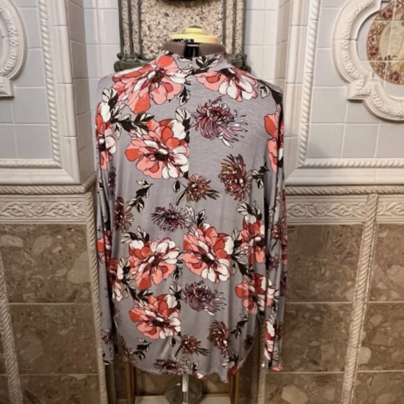 Vintage Blooms In The City. Sz M Oversized. Gray Neck Band. Asymmetrical. B26 - Picture 5 of 7
